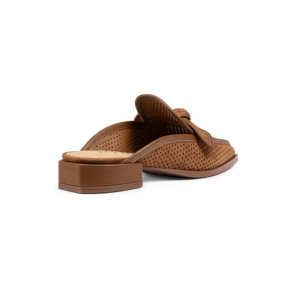 NYDJ Tillie Mule Flats Perforated Womens Cognac leather & suede loafers Size 5.5 - Picture 2 of 3